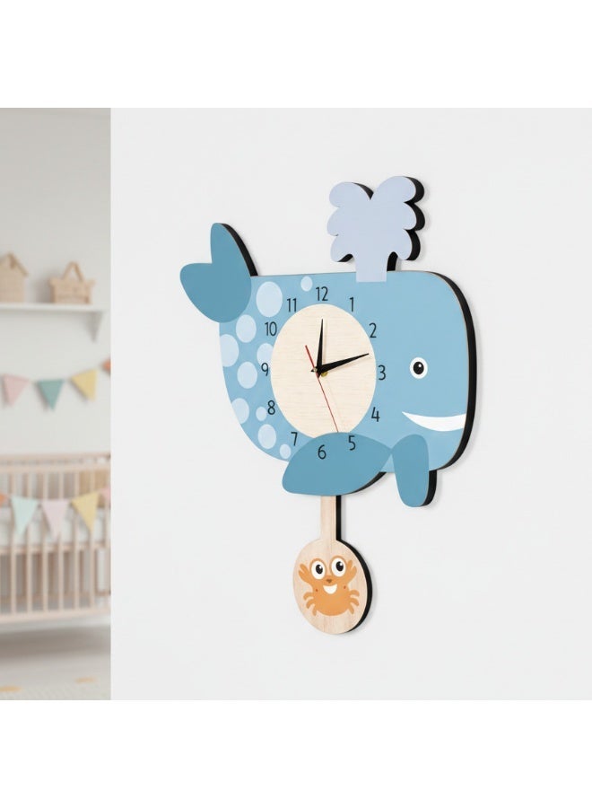 A high-quality, elegantly designed whale-shaped pendulum wall clock with cheerful colors and a smooth movement; easy to install and suitable for various uses and decors. - Image 2